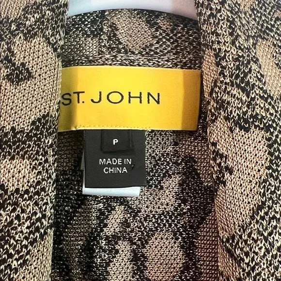 Old Money Timeless St. John Animal Print Sparkly Knit Cardigan - Picture 2 of 6